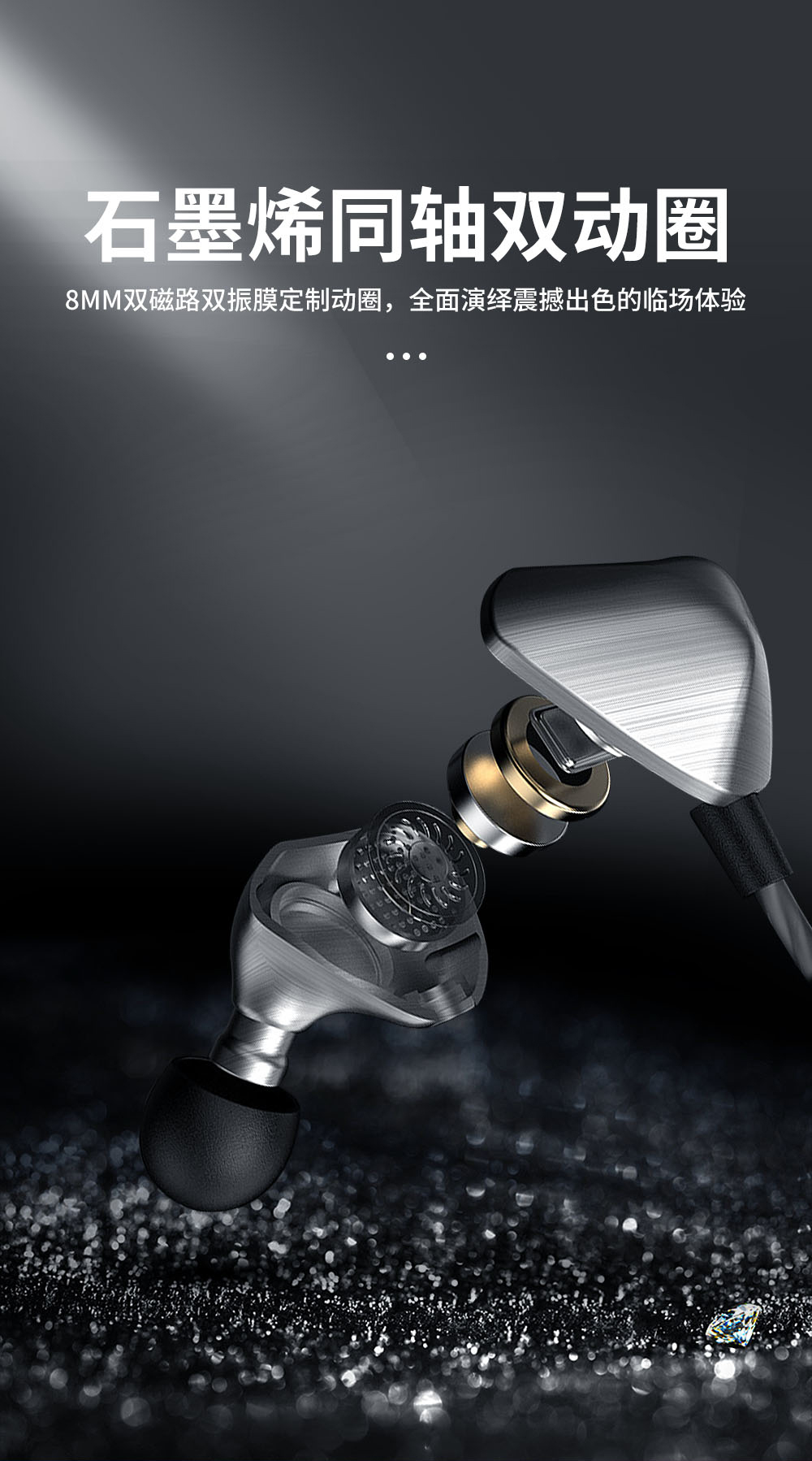 石墨烯动圈贴耳带线耳机（3.5mm头）